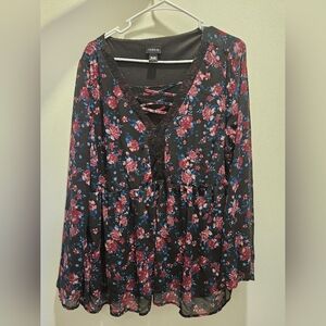 Torrid Floral Challis Babydoll Top (1)